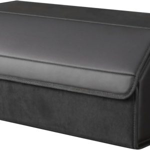car organizers and storage for SUV,trunk organizer for sedan, leather foldable sleek box with lid,collapsible cargo bins, tool accessories containers,Collapsible Suede velvet (22 inch Covered)