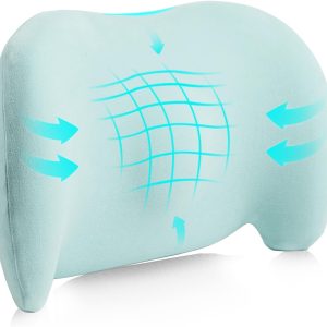 Lumbar Support Pillow for Office Chair, Car Lumbar Pillow Lower Back Pain Relief, Memory Foam Back Cushion, Ergonomic Chair Back Pillow for Gaming, Traveling, Car, Bed (Green)