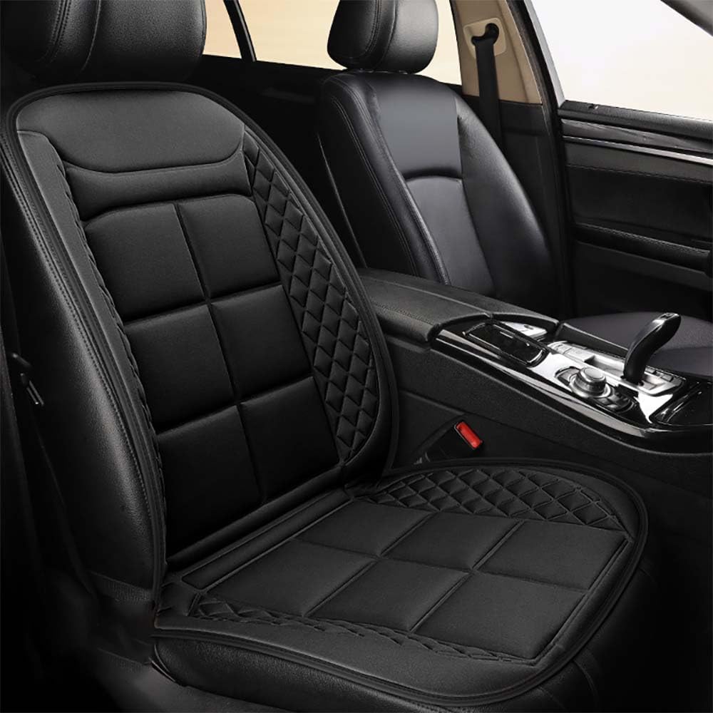 Comfortable Leather Unique Seat Cushion,Universal Seat Cover Pad,Soft Seat Cushions with Full Back Front Seat Covers Protector (Black) - Image 2