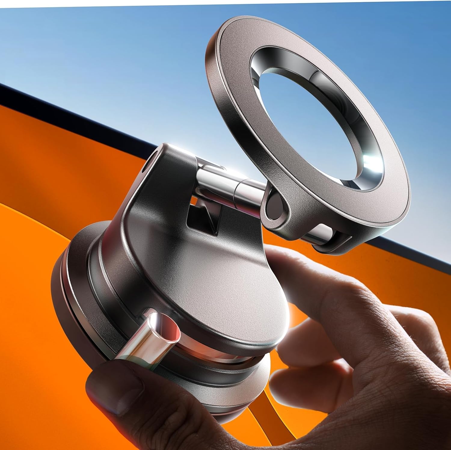 Vacuum Magnetic Car Phone Mount — 360° Adjustable, Ideal for Cars, Trucks, Jeeps, Windshields, Rearview Mirrors, Kitchens, Gyms, and More