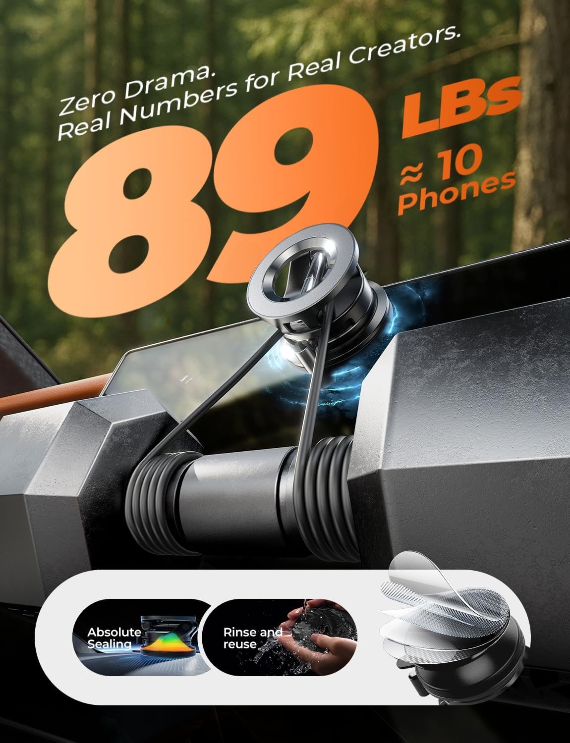 Vacuum Magnetic Car Phone Mount — 360° Adjustable, Ideal for Cars, Trucks, Jeeps, Windshields, Rearview Mirrors, Kitchens, Gyms, and More - Image 2