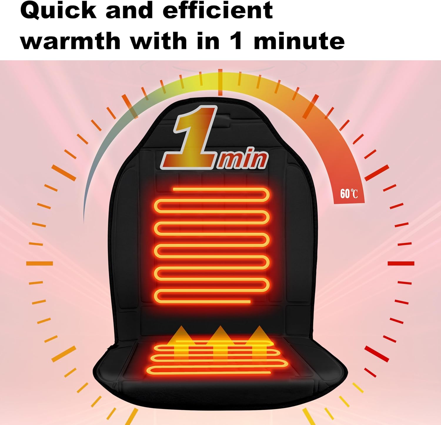 Heated Seat Covers 1 Minute Rapid Heating Seat Cushion,UL Listed,Black Seat Warmer for Winter. - Image 2