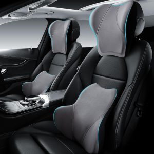 Car Seat Lumber Support Pillow&Neck Pillow Kit,Ergonomic Memery Foam Neck Pillow and Back Cushion for Back Pain Relief,Comfort for Car,Office